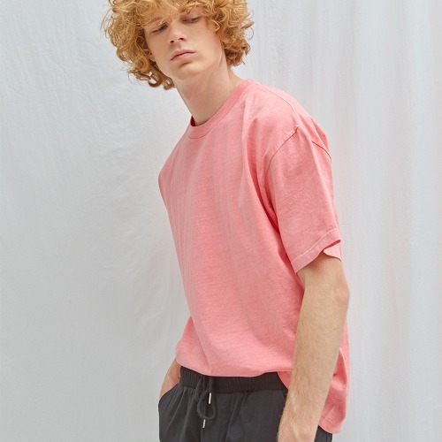 텐모어 베이직 피그먼트 티셔츠(파스텔 핑크),DCL스토어,TEN MORE (man)
