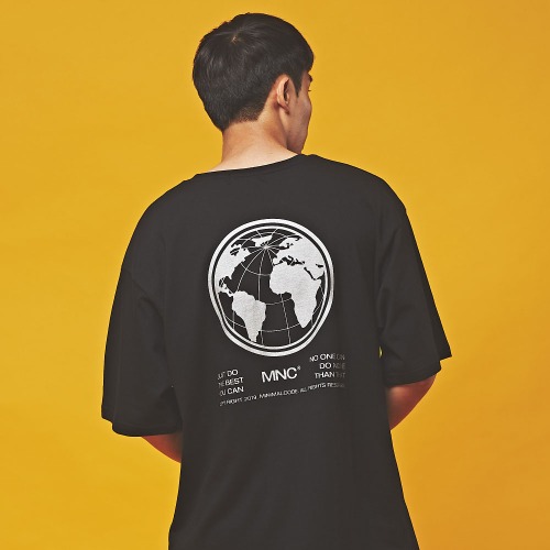 미니멀코드 MNC 실버파우더 인터네셔널 오버핏 반팔 티셔츠(블랙),DCL스토어,MINIMALCODE(unisex)