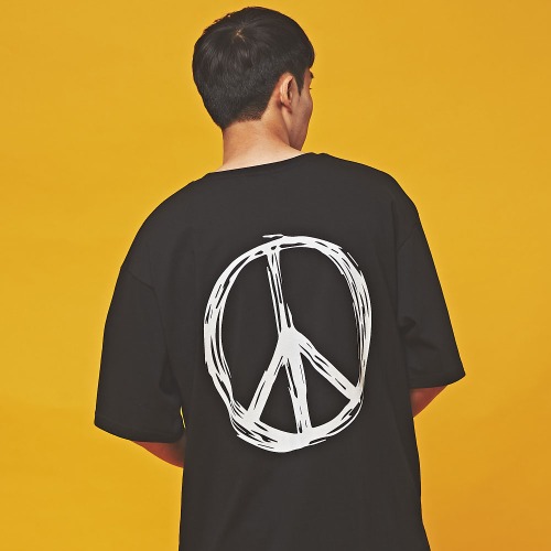 미니멀코드 PEACE 오버핏 반팔 티셔츠(블랙),DCL스토어,MINIMALCODE(unisex)