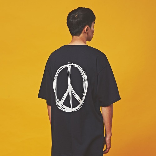 미니멀코드 PEACE 오버핏 반팔 티셔츠(다크네이비),DCL스토어,MINIMALCODE(unisex)