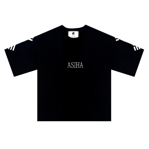 아시하 Geon Gon Gam Yi 1/2 T-shirts Black,DCL스토어,ASIHA(unisex)