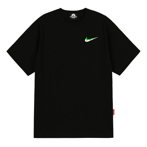 트립션 나이키패러디 GREEN SMALL BENDING 티셔츠 (Black)