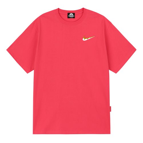 트립션 나이키패러디 ORANGE SMALL BENDING 티셔츠 (Pink)