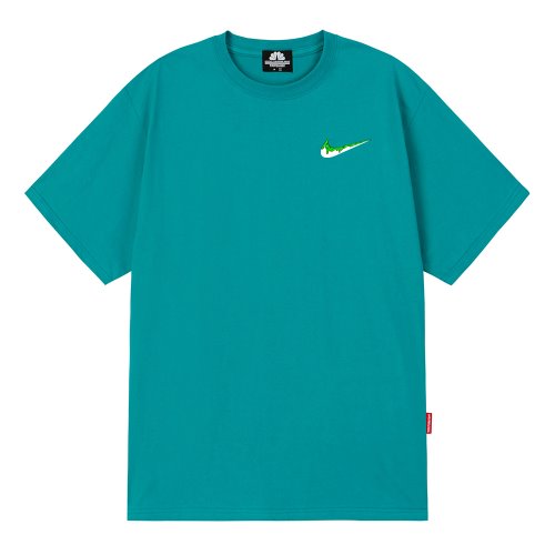 트립션 나이키패러디 GREEN SMALL BENDING 티셔츠 (Blue Green)
