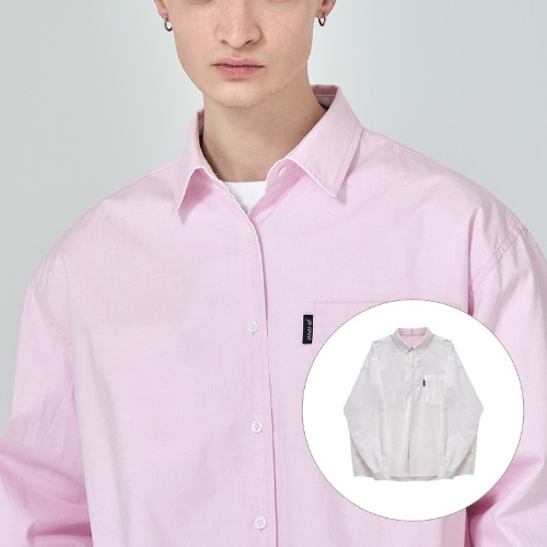 고스트릿 23SS 리버서블 베이직 옥스포드 셔츠(화이트 핑크)