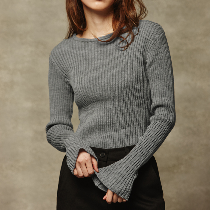 BOAT NECK BELL SLEEVE KNIT_GRAY,DCL스토어,RYUL+WAI (Woman)