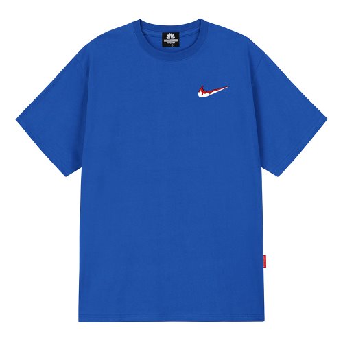 트립션 나이키패러디 RED SMALL BENDING 티셔츠 (Blue)