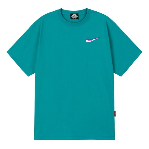 트립션 나이키패러디 PINK SMALL BENDING 티셔츠 (Blue Green)