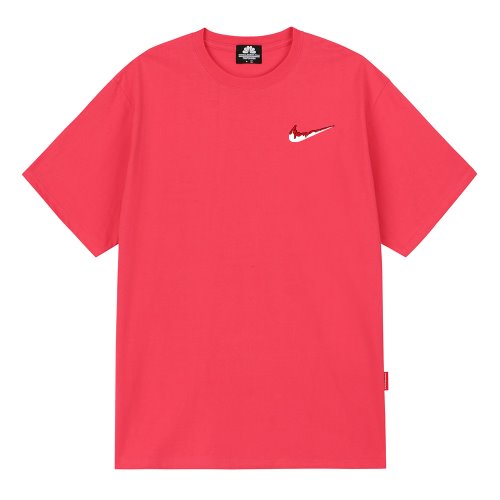 트립션 나이키패러디 RED SMALL BENDING 티셔츠 (Pink)