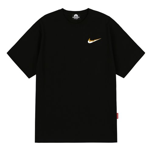 트립션 나이키패러디 ORANGE SMALL BENDING 티셔츠 (Black)