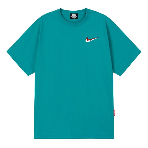 트립션 나이키패러디 RED SMALL BENDING 티셔츠 (Blue Green)