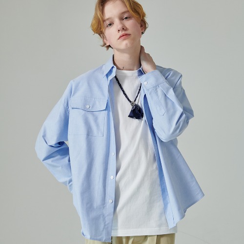 고스트릿 22SS 투 포켓 옥스포드 셔츠(블루)